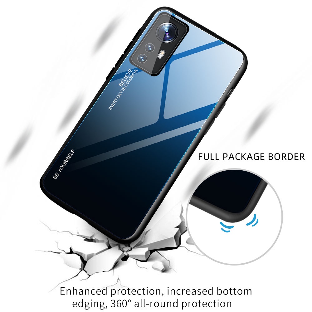 Ốp Điện Thoại Kính Cường Lực Màu Gradient Cho Xiaomi 12T 12 12S Ultra 12X 11T 10T Pro 10S 11 Lite 5G