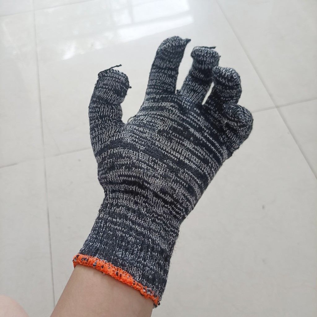 Combo 10 găng tay lao động xám chỉ cam
