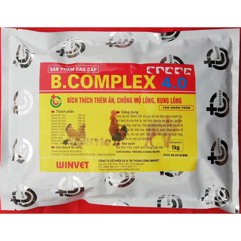 1kg B.COMPLEX 4.0 Kích thích thèm ăn, chống mổ lông, rụng lông