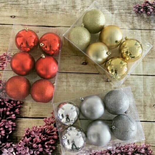 Set 6 quả châu trang  trí cây thông Noel