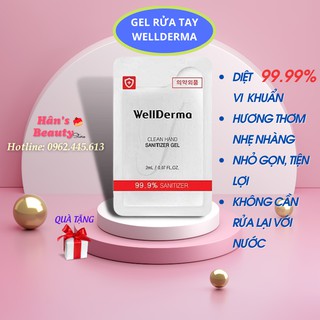 Gel Rửa Tay khô WellDerma Clean Hand Sanitizer Gel 2ml, cấp ẩm, tiện dụng