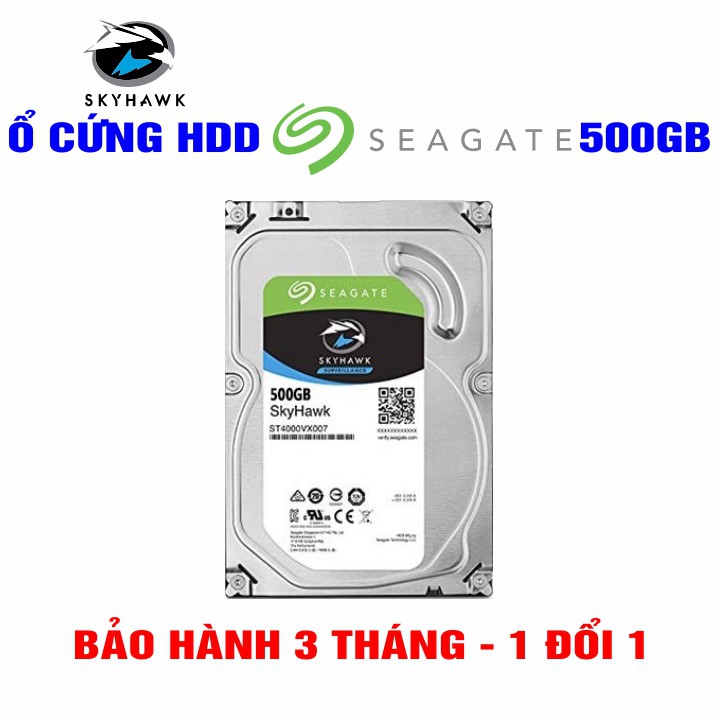 Ổ cứng Camera HDD 3.5” Seagate Skyhawk 500GB - Chính Hãng – Bảo hành 3 tháng 1 đổi 1 – Tháo máy đồng bộ mới 99%