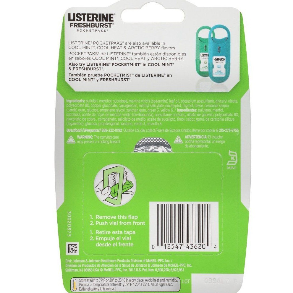 [Bill Mỹ]  Miếng ngậm thơm miệng LISTERINE CHÍNH HÃNG Ngậm thơm Miệng LISTERINE POCKETPAKS vỉ 3 hộp (hộp 24 miếng)