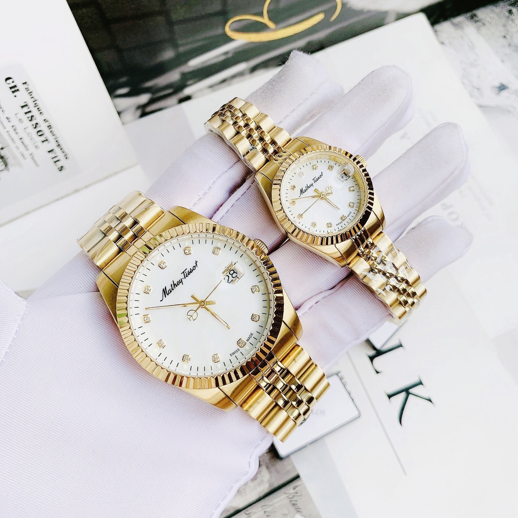 Đồng hồ đôi nam nữ dây thép Mathey Tissot H710PI Và D710PI