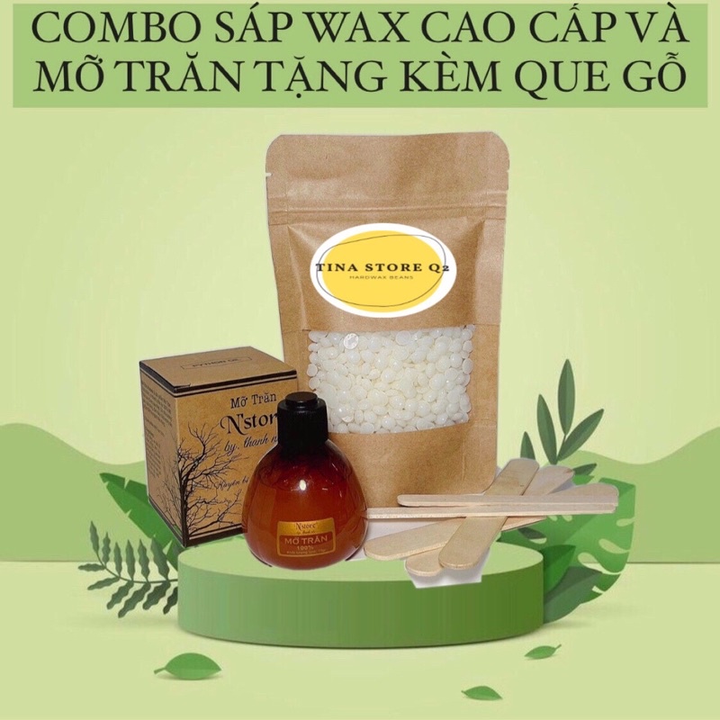 sáp wax lông 100gr và mỡ trăn tặng kèm que quét sáp giúp tẩy sạch lông , làm mềm da - tinastoreq2