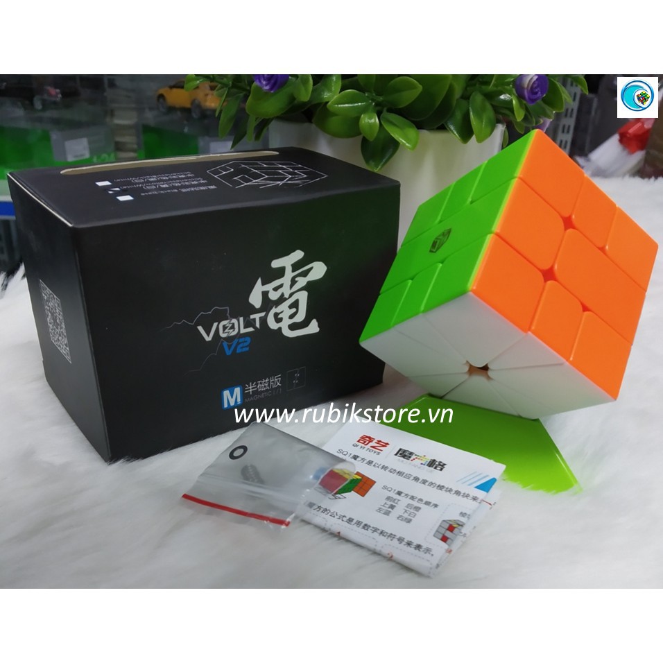 Đồ chơi Rubik biến thể 6 mặt Square 1 QiYi X-Man Volt Square -1 V2 Half Magnetic Black/Yellow White