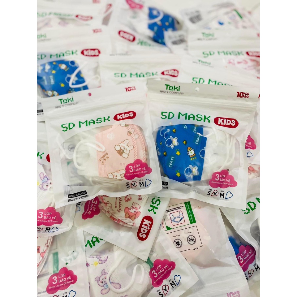 Set 10 cái Khẩu trang 5D Taki size 0-4 tuổi