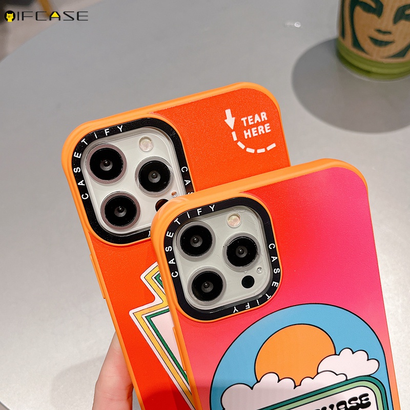 Ốp Điện Thoại Silicon Họa Tiết Quả Cam/Cà Chua Màu Cầu Vồng iPhone 13 12 12 11 Pro Max XS Max XR X 7 8 Plus