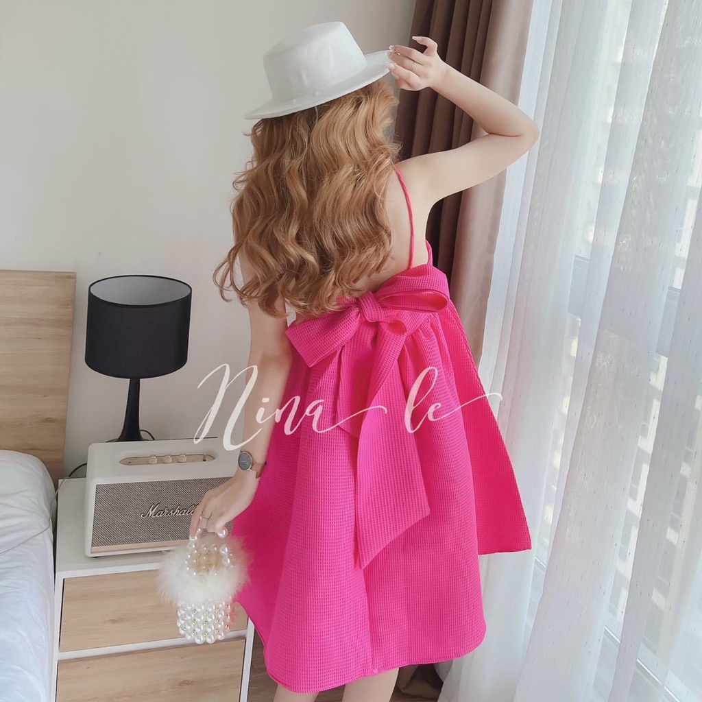 Đầm Xòe Hai Dây Có Mút Ngực Buộc Nơ Lưng Rose Fashion