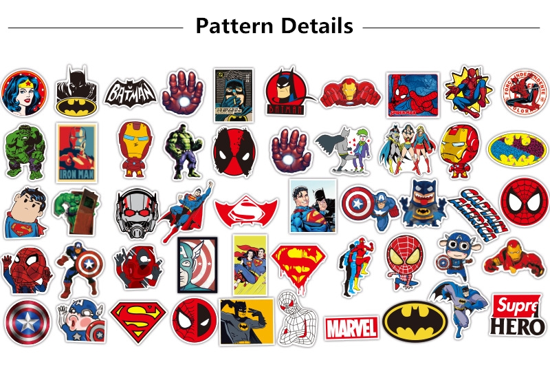 MARVEL Set 50 Miếng Dán Trang Trí Chống Thấm Nước Hình Siêu Anh Hùng