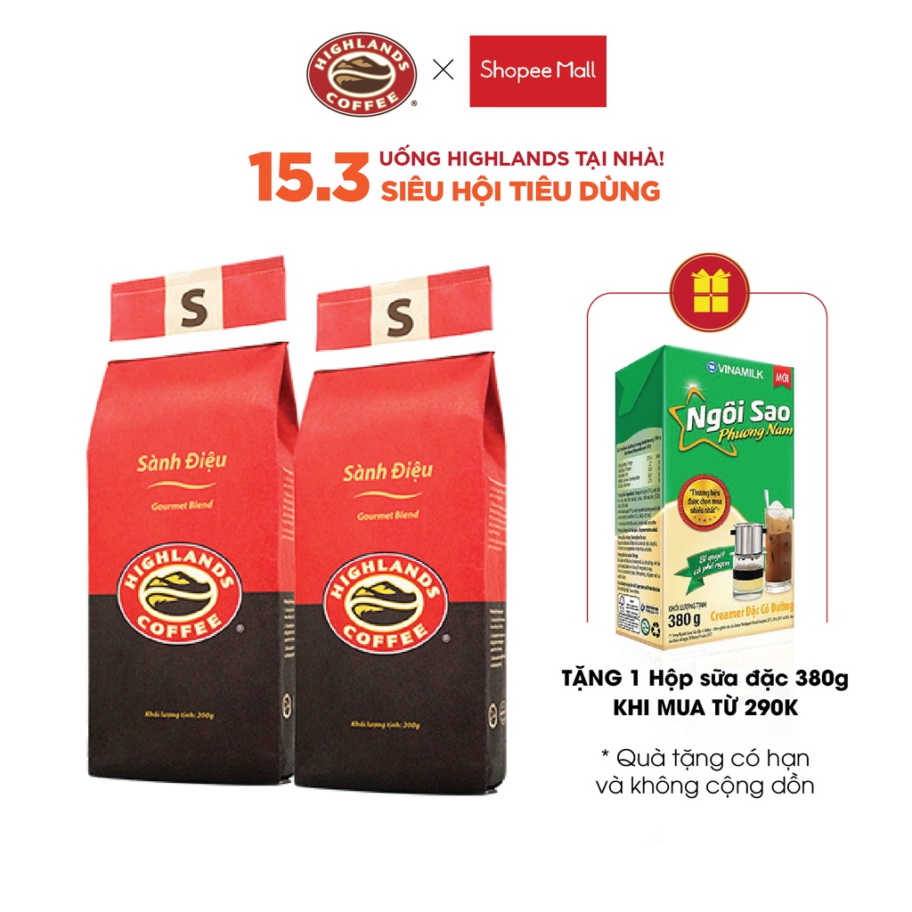 Combo 2 gói Cà phê rang xay Sành điệu Highlands Coffee 200g/gói