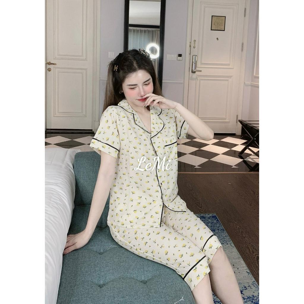 Bộ pijama lửng cộc vải đũi, bộ đũi tay cộc quần lửng, bộ pijama mặc nhà vải đũi