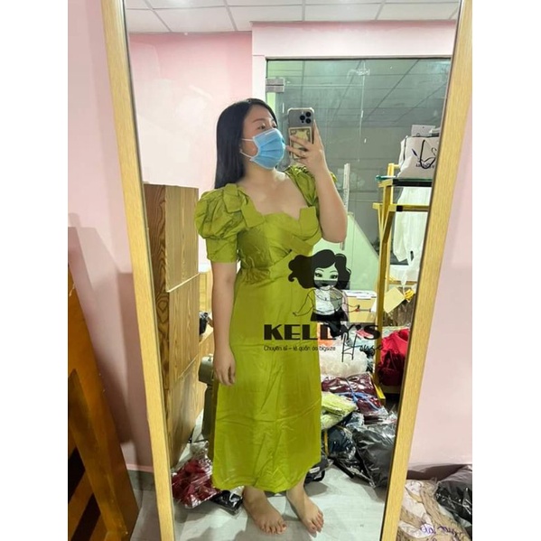 Đầm Bigsize Cổ Vuông Tay Bồng