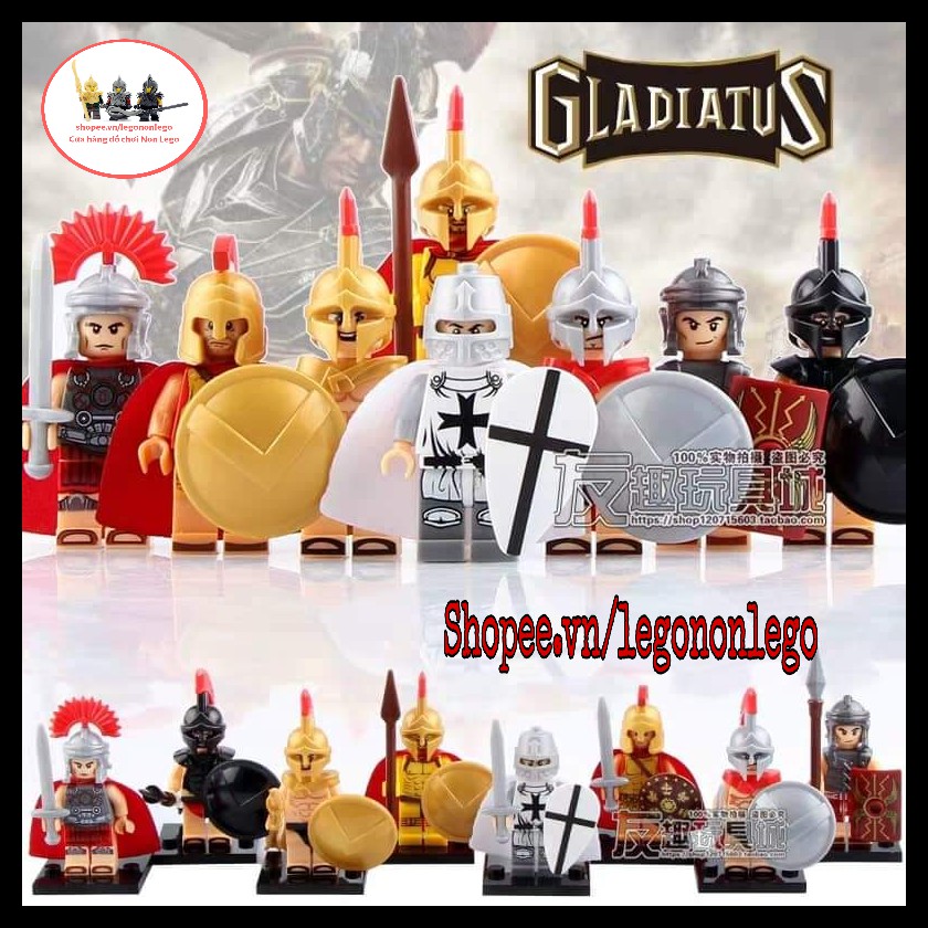 Minifigure quân đội lính trung cổ Gladiatus Sparta Rome X1064