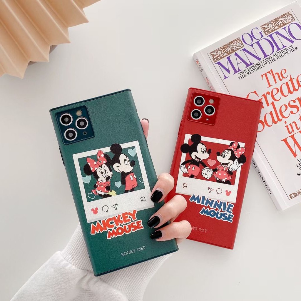 Disney Ốp Điện Thoại Hình Vuông Chống Va Đập In Hình Chuột Mickey Minnie Cho Iphone