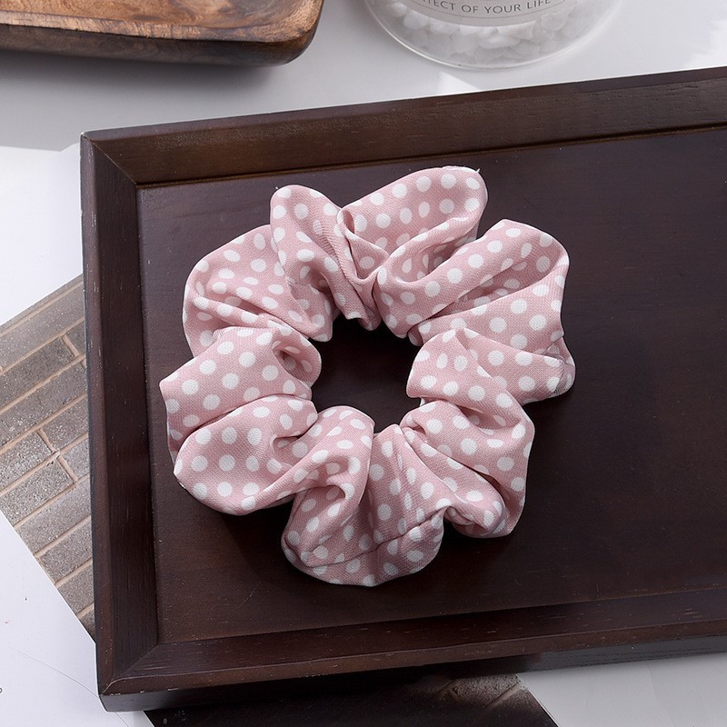 Dây buộc tóc scrunchie chấm bi phong cách thời trang Hàn Quốc