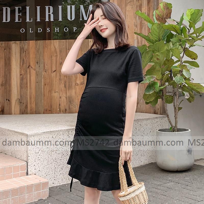 Đầm bầu thun rút dây đuôi cá