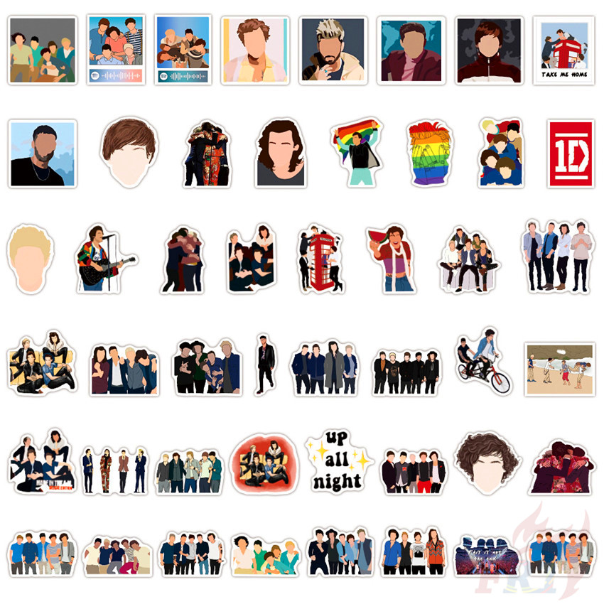 Bộ 100 Miếng Dán Trang Trí Laptop / Vali Hình One Direction 1d - Series B
