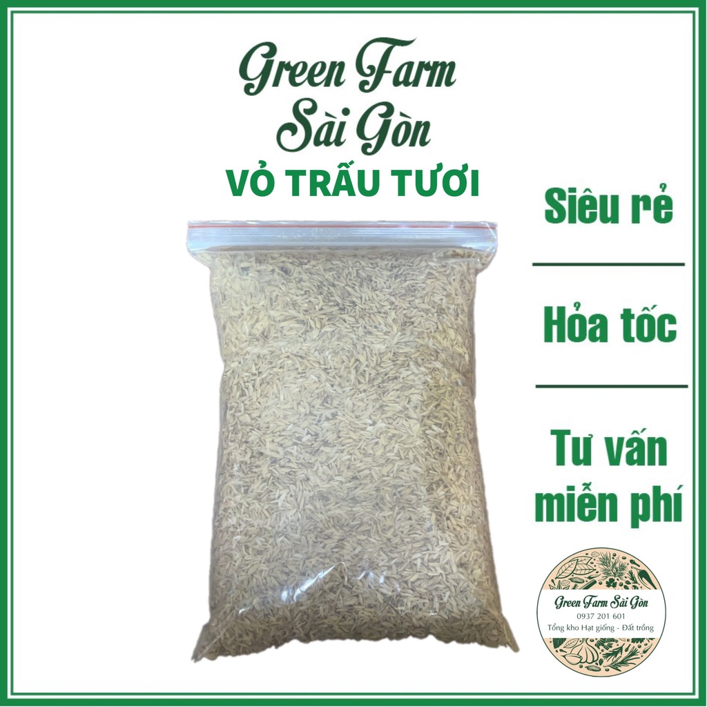 Giá thể Vỏ Trấu sống -500gr/bịch - trộn đất trồng cây trong chậu, trồng rau, hoa kiểng.