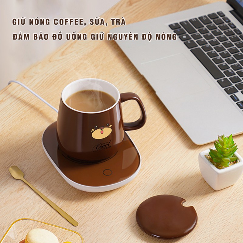 COC2.10 - Cốc hâm nóng đồ uống cốc điện đa năng giữ nóng cà phê đun ấm sữa phù hợp để ở văn phòng, học tập tiện lợi
