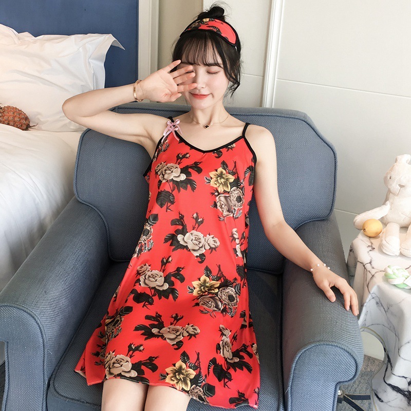 Đầm Ngủ Hai Dây Vải Lụa Lạnh In Hình Quả Cherry Màu Đen Thời Trang Mùa Hè Cho Nữ 01 | BigBuy360 - bigbuy360.vn