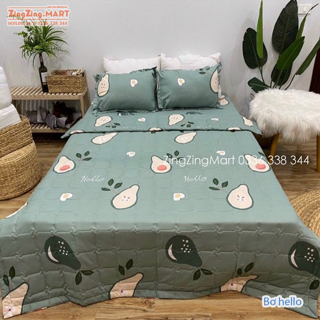 [Rẻ vô địch] Sét 5 Chăn Ga Gối Hè Cotton Poly 2023 | Mẫu Bò Xám (Được lựa mẫu thoải mái)