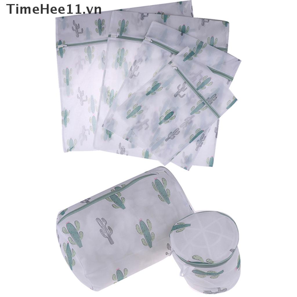 Set 11 Túi Lưới Giặt Đồ Lót In Hình Xương Rồng Bằng Polyester