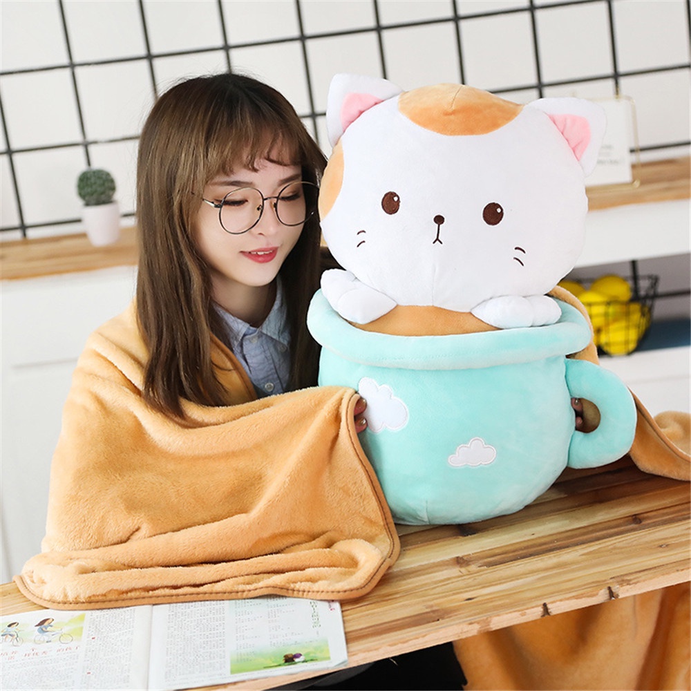 Bộ Chăn Gối Ngủ Trưa 3 Trong 1 Kiểu Động Vật Hoạt Hình Dễ Thương