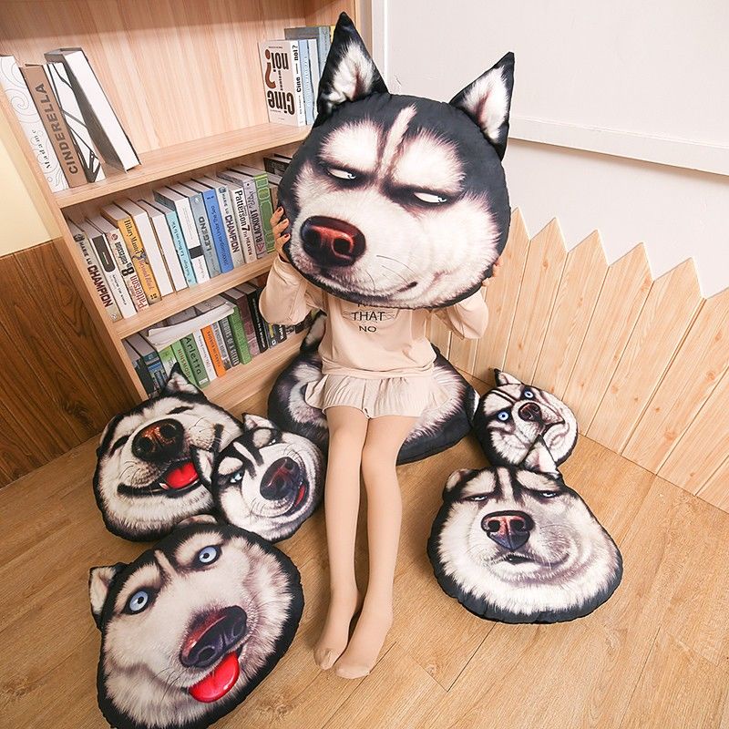 Gối sofa hình cún husky 3d sáng tạo