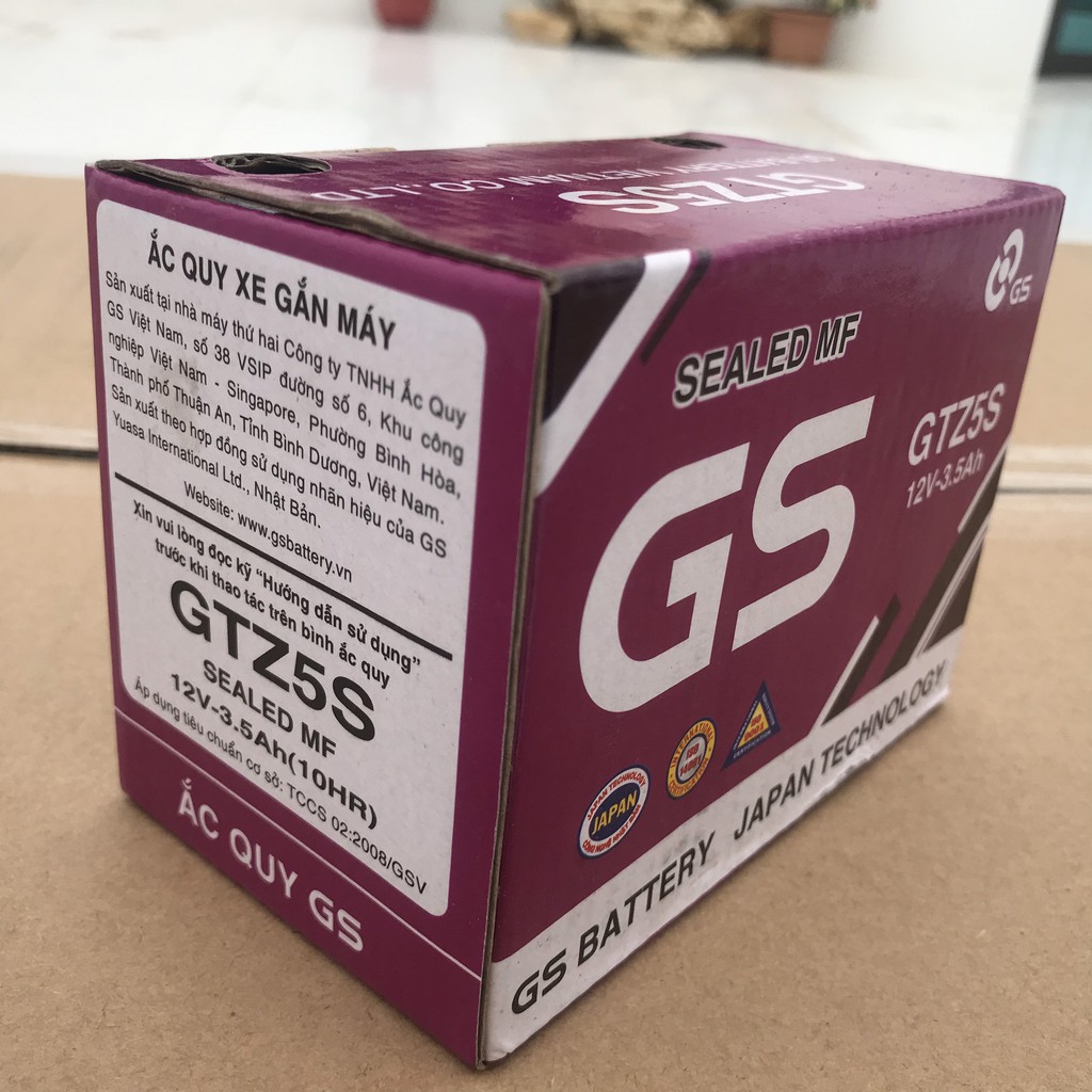 Ắc Quy Khô GS GTZ5S ( 12V-3.5Ah ) | Bình ắc quy cho xe máy Honda, Yamaha, Suzuki, SYM, airblade 110 wave 100 wave 110