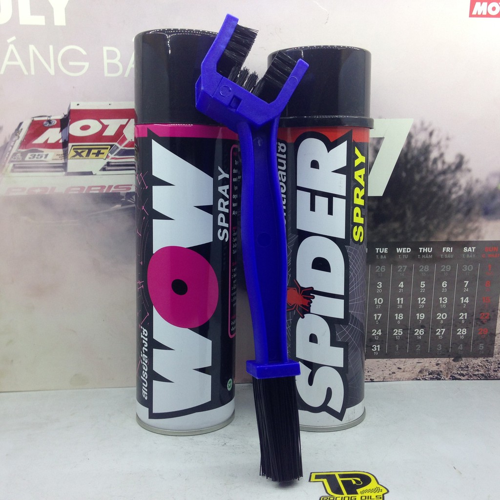 Combo chai xịt sên Wow, dưỡng sên Spider - Chai 600ml và bàn chải 3D