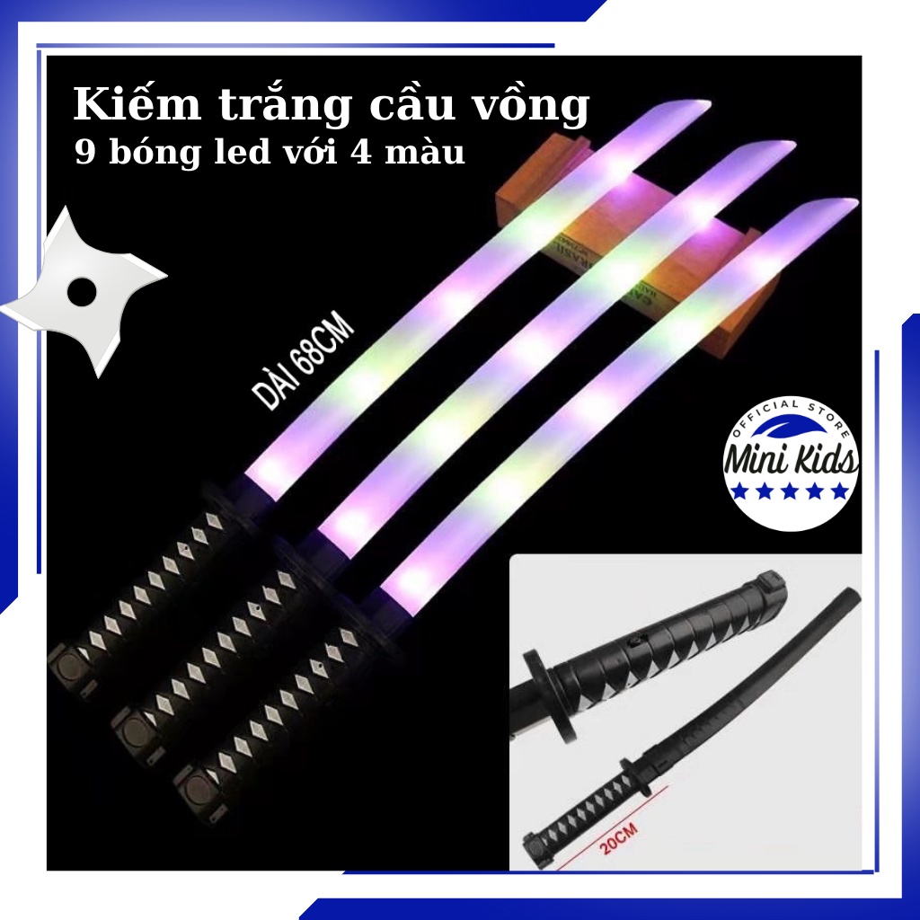 Kiếm Nhật Katana phát sáng dài 68 cm 9 Led nhiều màu - Kiếm phá phố - katana nhựa có đèn và âm thanh -Đồ chơi MiniKids