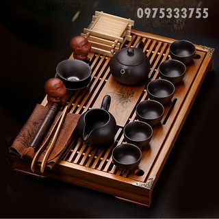 Khay Trà Gỗ Nâu Trạm Đồng