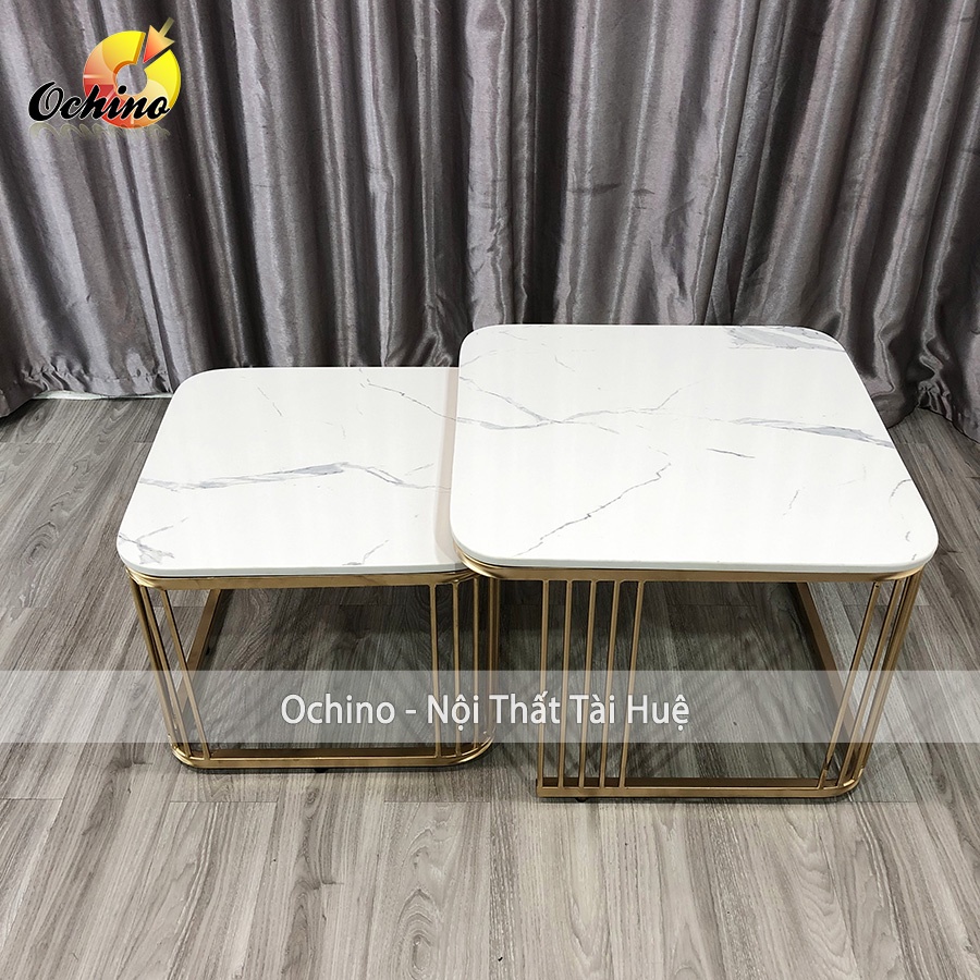 Bàn Trà đôi Vuông Mặt Đá 3d Cao Cấp để Phòng Khách sofa ( ẢNH THẬT)