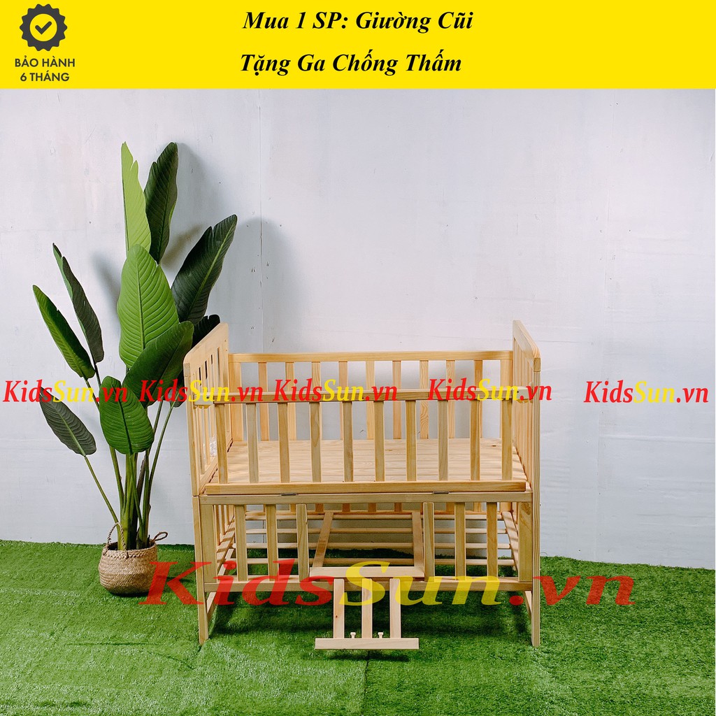 Nôi Cũi 2 Tầng BabySunCho Bé Cho Bé Màu Tự Nhiên Chất Liệu Gỗ Thông Trắng Nga Bảo Hành 6 Tháng Hàng Xuất Khẩu