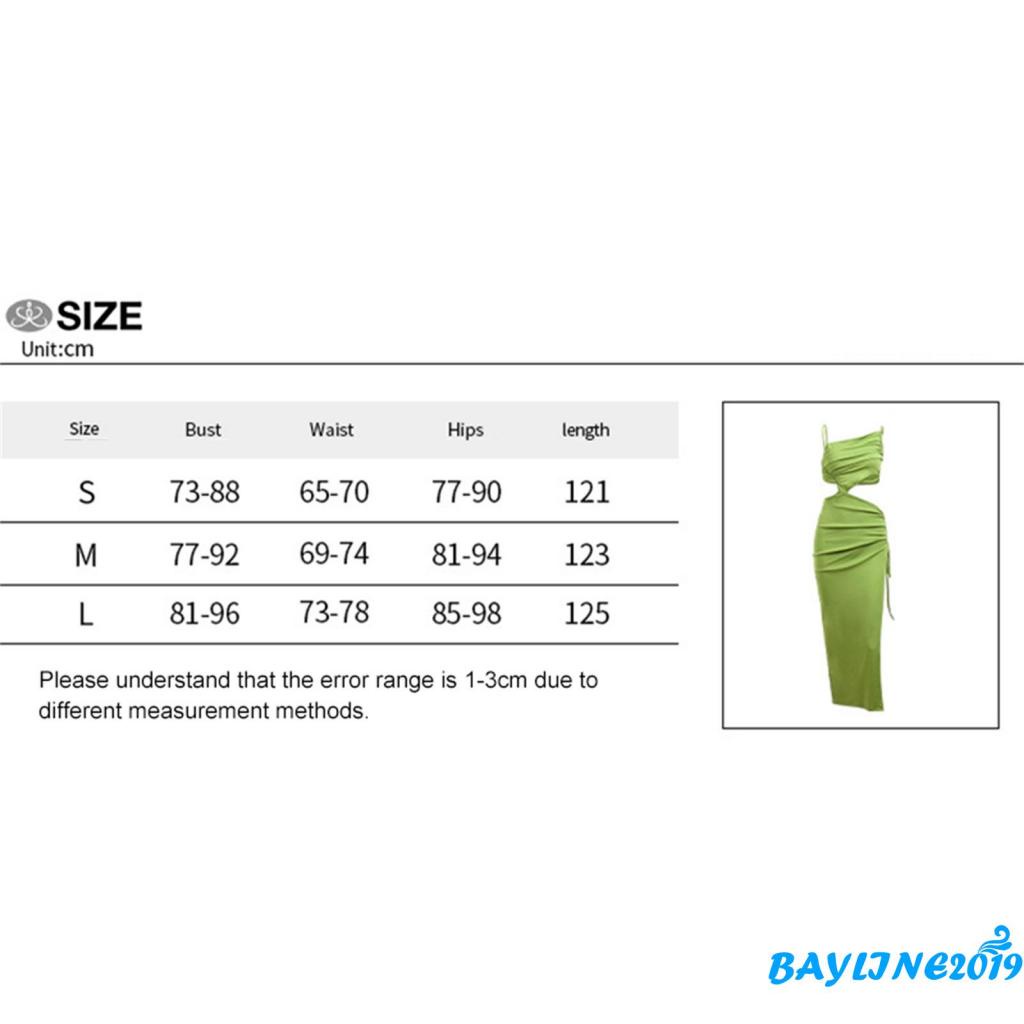 BAY-Female Long Dress, Summer Solid Color Sleeveless Spaghetti Strap Hollow Out One-Piece with Drawstring, S/M/L