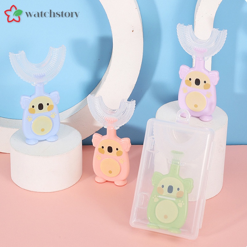 [Hàng mới về] Bàn chải đánh răng hình chữ U xoay 360 độ thông minh cho bé