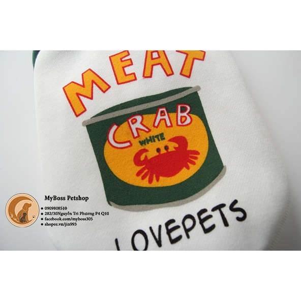 Áo hoody meat crab cho chó mèo - thời trang chó mèo