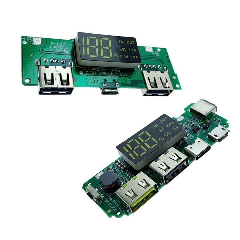 Bảng mạch sạc pin Wond Led Kép Usb 5v 2.4a 2a 1a Micro / Type-C / Usb 18650