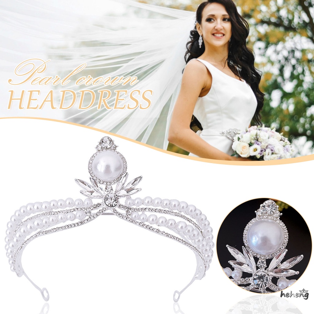 1 Vương Miện Đính Đá Và Ngọc Trai Và Đá Rhinestone Sang Trọng Cao Cấp Dành Cho Cô Dâu/Tiệc Cưới/Sinh Nhật