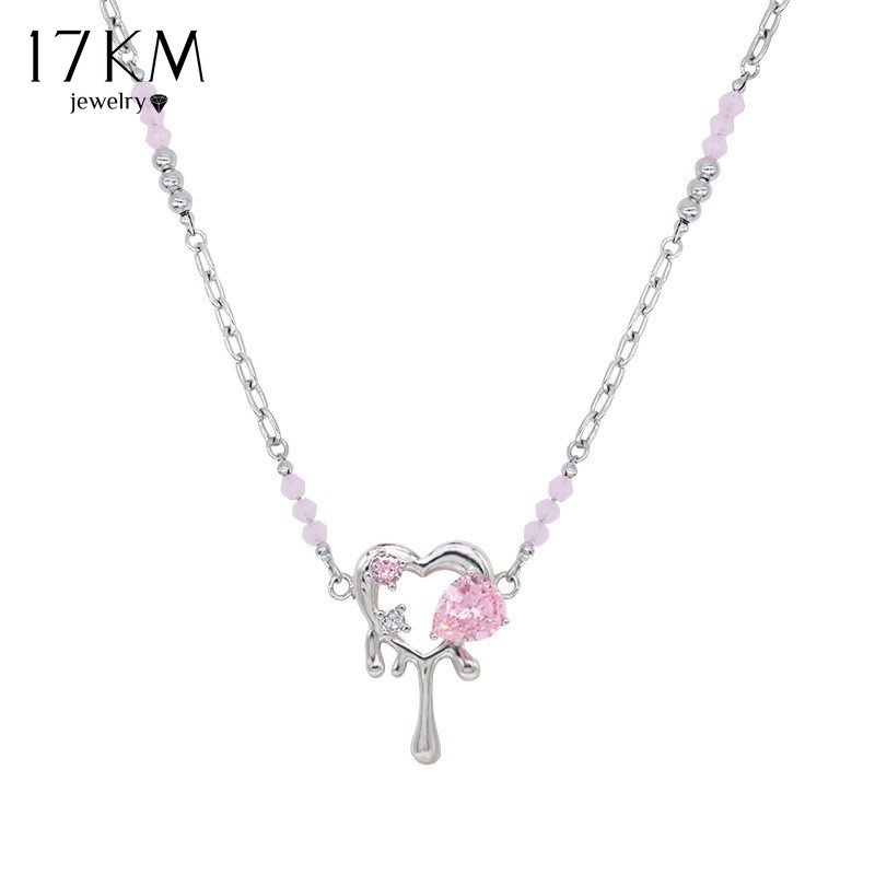 Vòng cổ Chuỗi Hạt Mặt Trái Tim Màu Hồng Dễ Thương Thời Trang 17KM Dành Cho Bạn Nữ