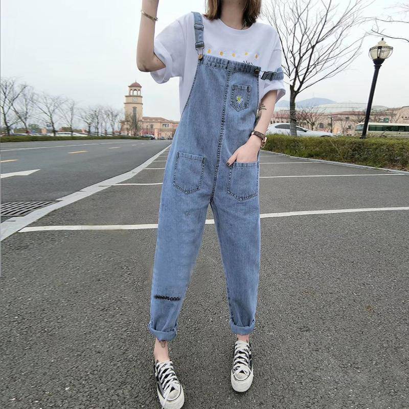 Quần Yếm Denim Dáng Rộng Thêu Hoa Cúc Phong Cách Hàn Quốc Thời Trang Mùa Hè 2020 Mới Cho Nữ | BigBuy360 - bigbuy360.vn