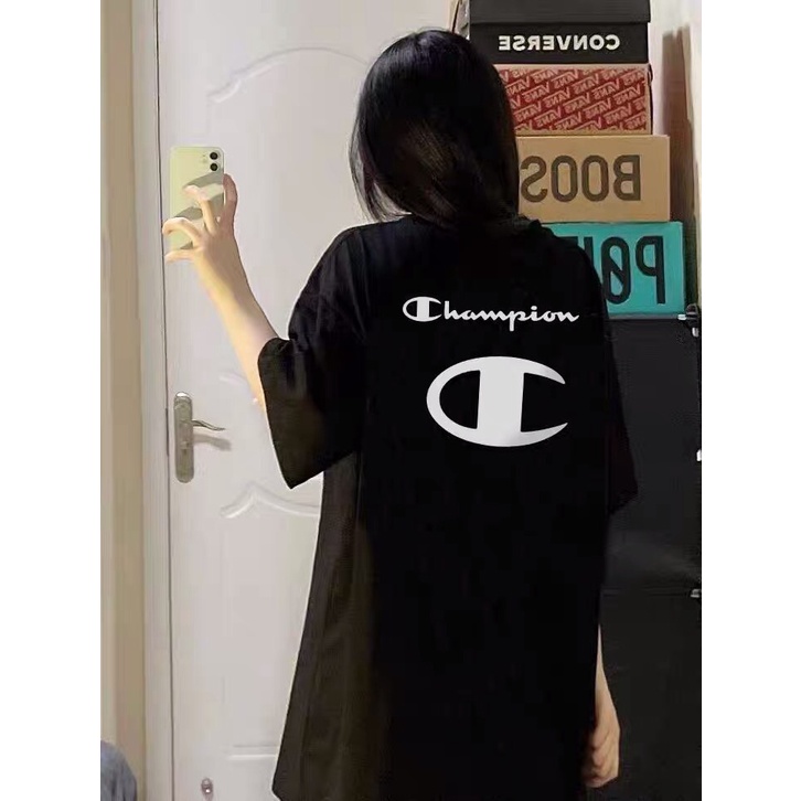 Áo phông champion, áo thun in logo, chất cotton thoáng mát, form rộng, Dorystore