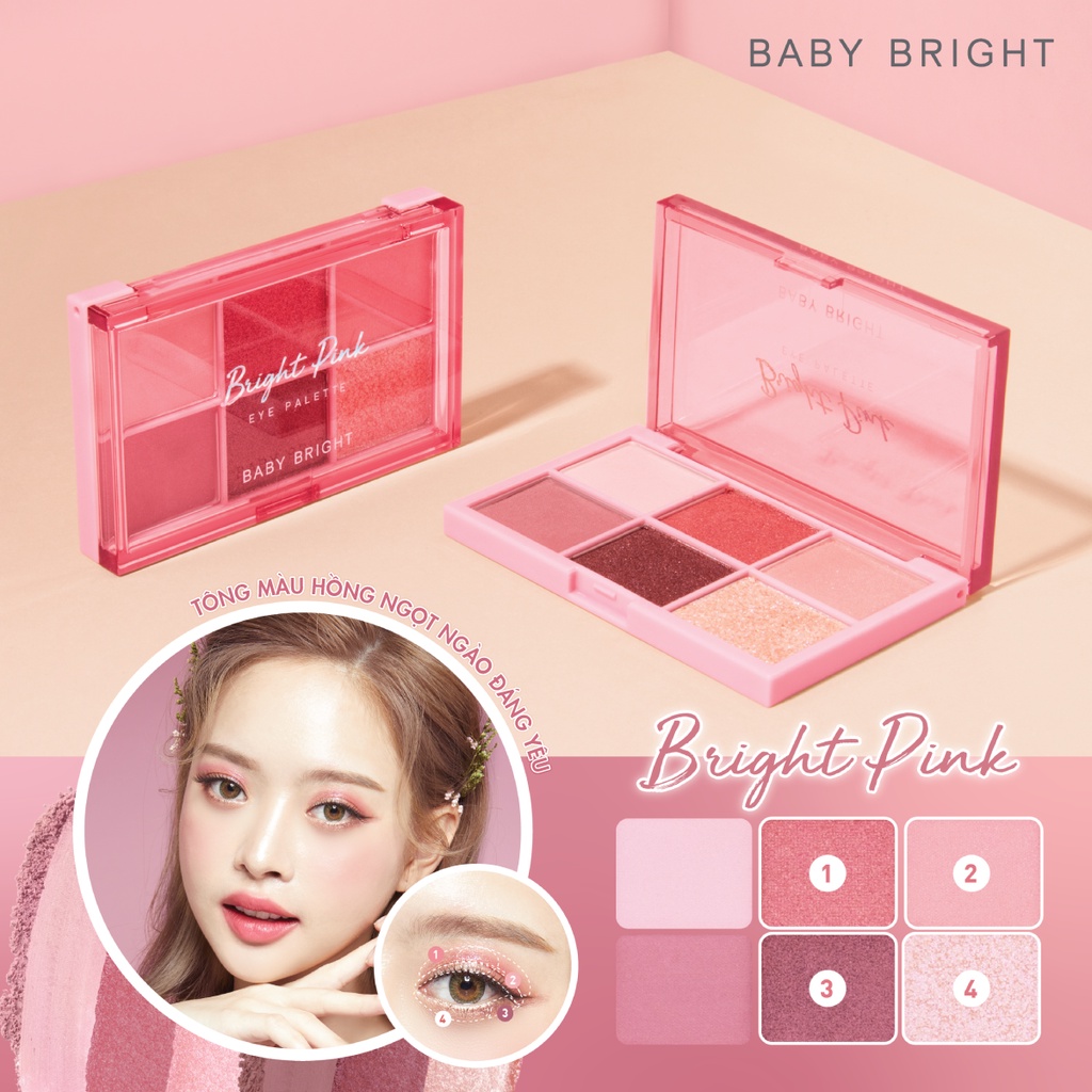 Bảng Phấn Mắt Baby Bright Eye Palette 0.7g, Phấn Lì Và Ánh Nhũ Lấp Lánh