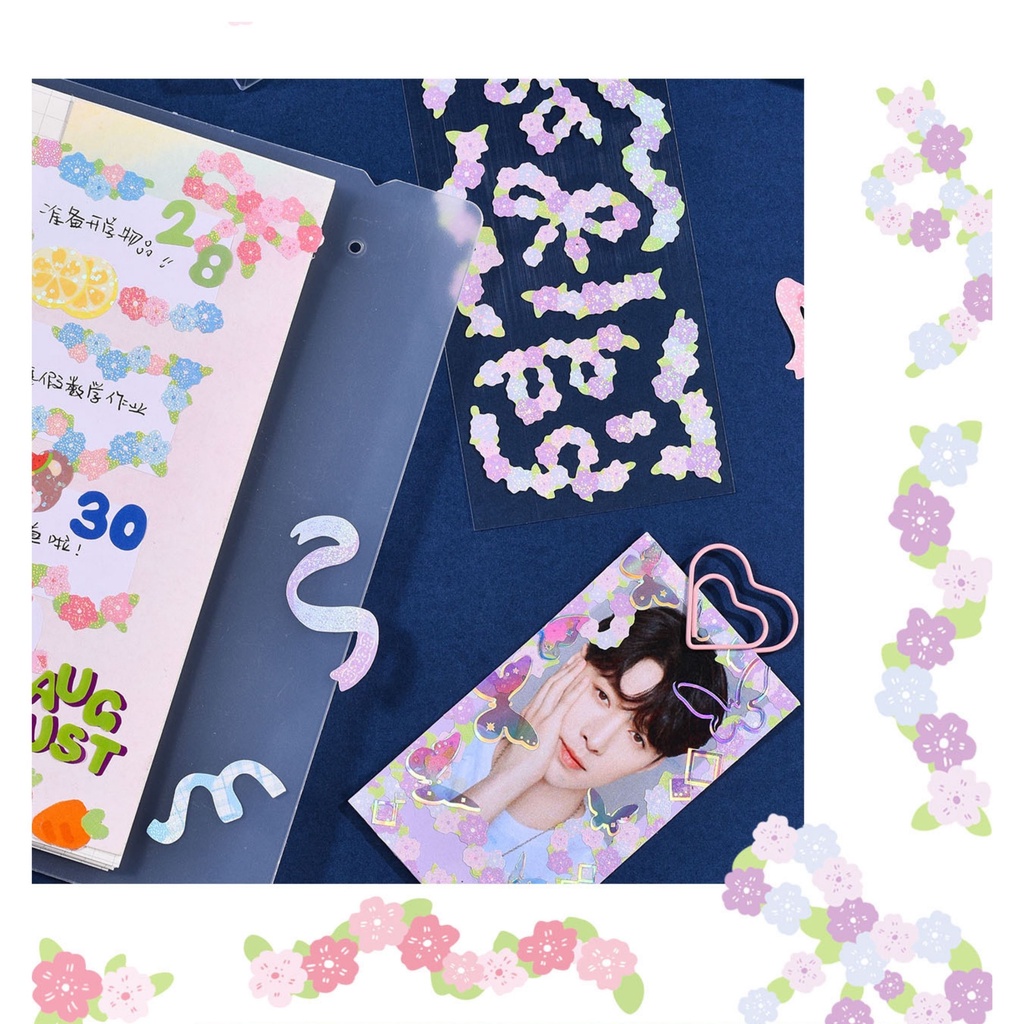 Sticker ruy băng trang trí, hình dán trang trí hình ruy băng trang trí ảnh, thiệp chúc mừng, quà tặng, sổ tay