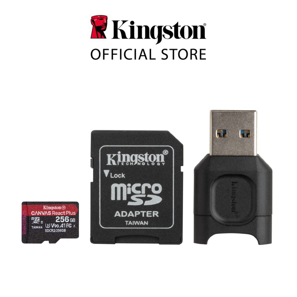 Thẻ nhớ micSDXC Kingston Canvas React Plus V90 256GB 300mbs/260mbs quay video UHS-II 4K/8K, Flycam HD MLPMR2/256GB | BigBuy360 - bigbuy360.vn