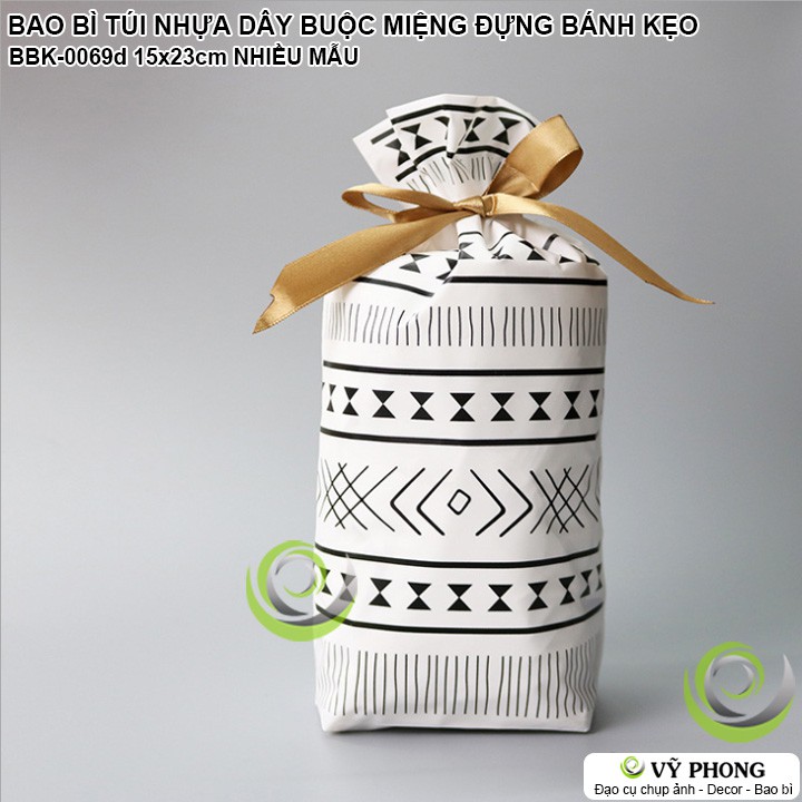 SET 10 BAO BÌ TÚI NHỰA DÂY RÚT BUỘC MIỆNG ĐỰNG BÁNH KẸO LÀM QUÀ TẶNG CÁC DỊP LỄ TẾT BBK-0069