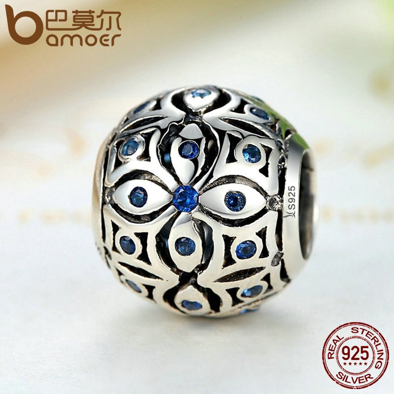 Hạt Xâu Bamoer SCC059 Bằng Chất Liệu Bạc 925 Đính Pha Lê Xanh Độc Đáo Xinh Xắn Cho Nữ