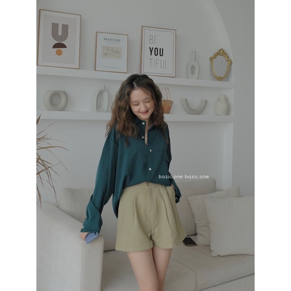 Áo sơ mi vạt tôm xẻ cúc lưng cách điệu phong cách Hàn Quốc Somivattom1104