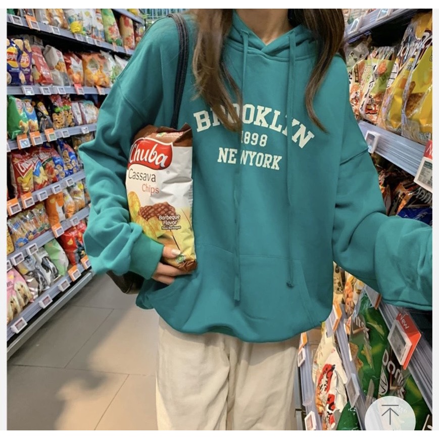 Áo Hoodie Nỉ Ngoại Brooklyn 1898 PEONYB Unisex [FREESHIP] Sweater mũ 2 lớp form rộng tay bồng kiểu dáng đường phố đẹp